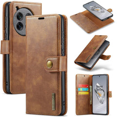OnePlus 12 Case DG.MING Crazy Horse Texture Detachable Magnetic PU Leather (Brown)