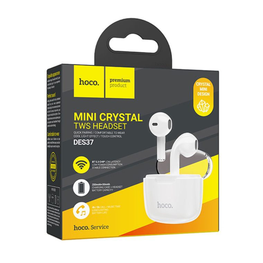 Wireless TWS Earbud With Crystal Case HOCO DES37 - White