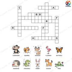 Animal Crossword Puzzle PDF | Fun Learning Activity | Printable with Solutions