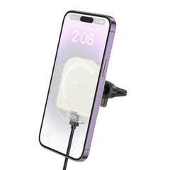 Car Wireless Charger 15W MagSafe | HOCO HW17 Crystal Air Vent Phone Mount