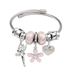 Elegant Heart Shape Butterfly Stainless Steel Asymmetrical Plating Bangle