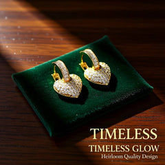 Gold Plated Heart Zircon Earrings – Elegant Copper Design (1 Pair)