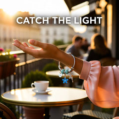 Heart Shape Butterfly Stainless Steel Asymmetrical Bangle - Lake Blue