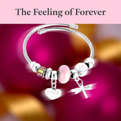 Heart Shape Butterfly Stainless Steel Bangle – Pink