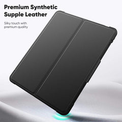 iPad Air 13 (2025/2024) Honeycomb Magnetic Rotation Holder Leather Smart Case - Black