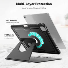 iPad Air 13 (2025/2024) Honeycomb Magnetic Rotation Holder Leather Smart Case - Black