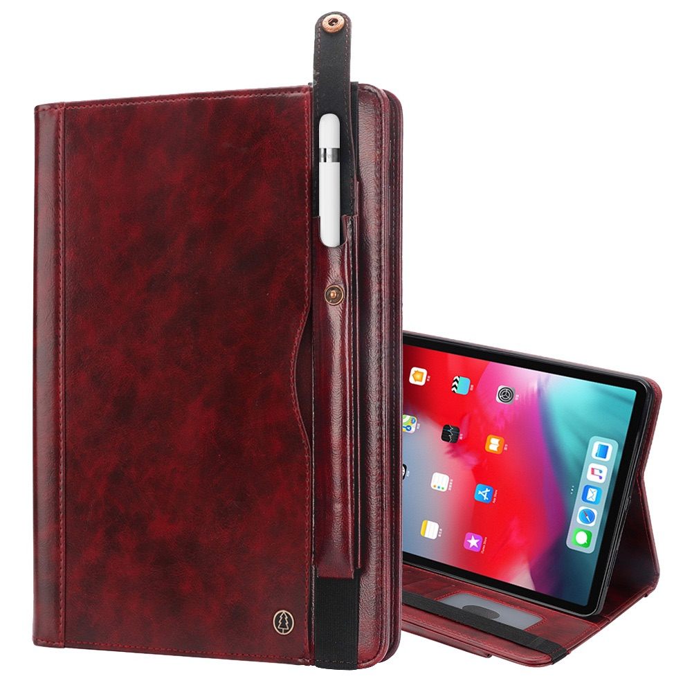 iPad Pro 12.9 2018 Case Crazy Horse Texture Multi-slot cards - Wine Red