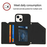 iPhone 13 Case Made With Four Cards Slots - Black