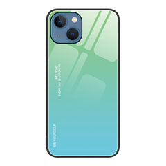 iPhone 13 Case PC and TPU Gradient Color Glass - Green Cyan