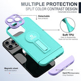 iPhone 13 Pro Case With Small Tail Holder - Light Green+Purple