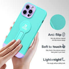 iPhone 13 Pro Case With Small Tail Holder - Light Green+Purple