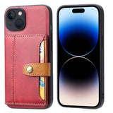 iPhone 15 Case With Calfskin Texture PU Leather - Red