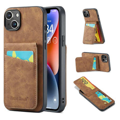 iPhone 15 Case Fierre Shann With Five Card Slots - Brown