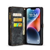iPhone 15 Case Multi-slot Detachable Wallet Case - Black
