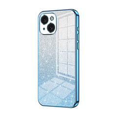 iPhone 15 Case With Gradient Glitter Powder Electroplated - Blue