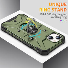 iPhone 15 Case with Metal Ring Holder - Army Green