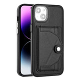 iPhone 15 Plus Case PU Leather with Two Card Slots - Black