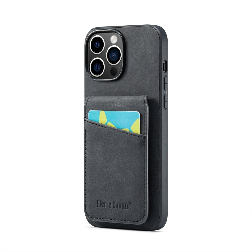 iPhone 15 Pro Case Fierre Shann With Five card slots - Black