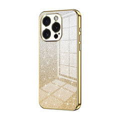 iPhone 15 Pro Case With Gradient Glitter Powder Shockproof - Gold