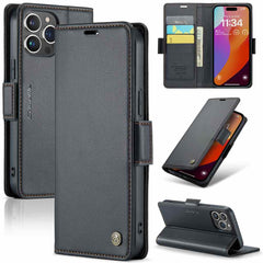 iPhone 15 Pro Max Case RFID Anti-theft PU Leather - Black