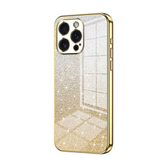 iPhone 15 Pro Max Case With Gradient Glitter Powder Shockproof - Gold