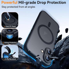 iPhone 17 Pro Case - Magnetic Frosted Skin-Feel Cover, Black