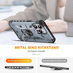 iPhone 15 Pro Max Case Metal Ring Holder - Grey