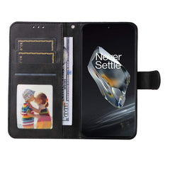 OnePlus 12 Case Classic Calf Texture Flip PU Leather Black