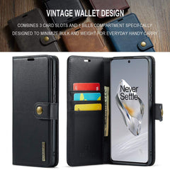 OnePlus 12 Case Crazy Horse Texture Detachable Magnetic PU Leather Black