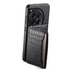 OnePlus 12 Case Crocodile Texture Card Bag Design Black