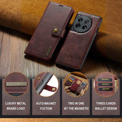 OnePlus 12 Case Detachable Magnetic PU Leather Deep Burgundy