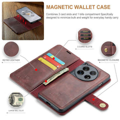 OnePlus 12 Case Detachable Magnetic PU Leather Deep Burgundy