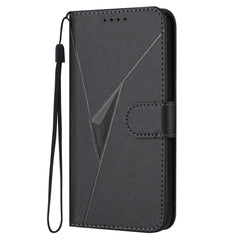 OnePlus 12 Case Triangle Pattern Buckle Clasp PU Leather Black