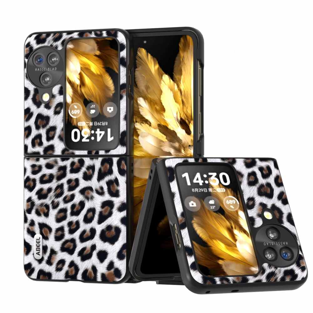 OPPO Find N3 Flip Case ABEEL Black Edge Leopard - Silver Leopard