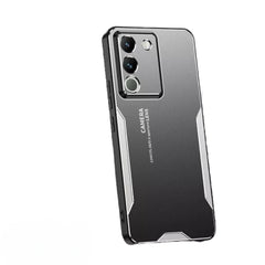 Vivo V27 Case Protective Metal Blade - Black Silver