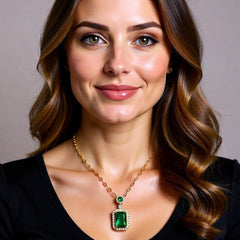 Rectangular Crystal Jewellery Set - Gold Plated Stainless Steel