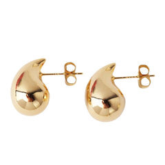 Retro Gold Water Droplet Stud Earrings - Plated Copper