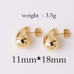 Retro Gold Water Droplet Stud Earrings - Plated Copper