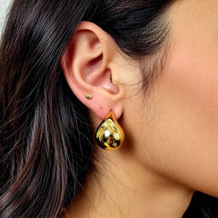 Retro Gold Water Droplet Stud Earrings - Plated Copper
