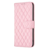 Samsung Galaxy A05s Case With Diamond Lattice PU Leather - Pink