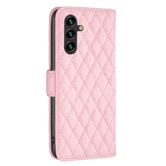 Samsung Galaxy A05s Case With Diamond Lattice PU Leather - Pink