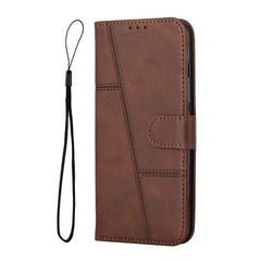 Samsung Galaxy A14 5G Case Stitching Calf Texture Secure Wallet - Dark Brown