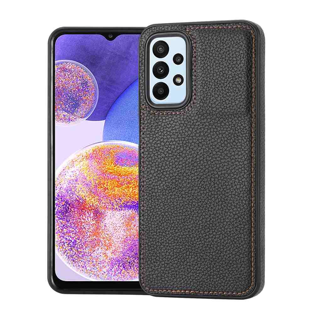 Samsung Galaxy A15 5G Case Litchi Pattern Stitched - Black