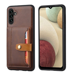 Samsung Galaxy A24 4G Case Calfskin Texture with 5 Card Slots - Brown