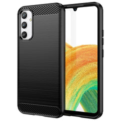Samsung Galaxy A34 5G Case Brushed Carbon Fiber Texture - Black