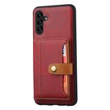 Samsung Galaxy A34 5G Case Calfskin Texture with 5 Card Slots - Red