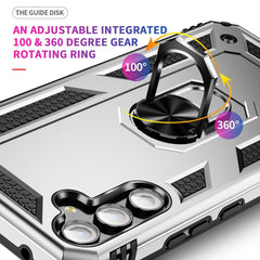 Samsung Galaxy A34 5G Case Shockproof with Metal Ring Holder - Silver