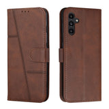 Samsung Galaxy A34 5G Case Stitching Calf Texture Magnetic Buckle Brown