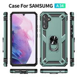 Samsung Galaxy A34 5G Case with Metal Ring Holder - Green
