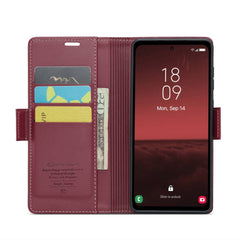Samsung Galaxy A35 5G Case RFID Anti-theft PU Leather - Wine Red